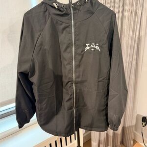 Black Hooded Jacket with White Logo